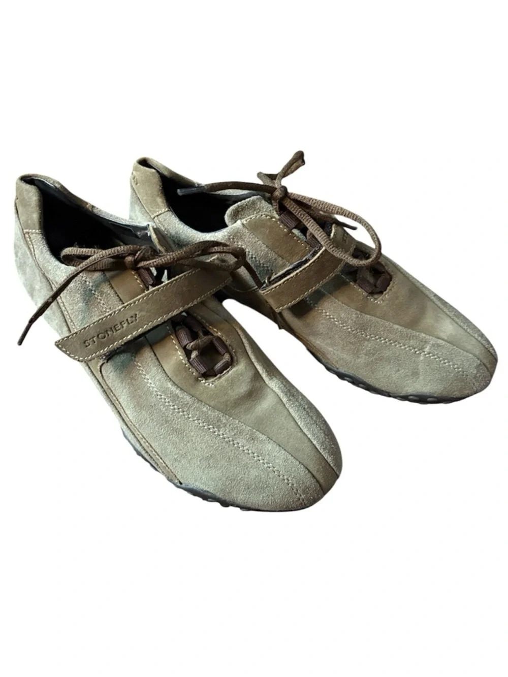Stonefly Suede Leather Sneaker 40EU LaceUp Strap Tread Two-Tone Brown Athleisure